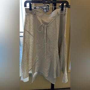 Papaya Cream Midi Skirt with Tie Detail